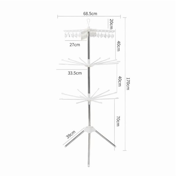 Vertical Rotating Clothesline 3 Levels 24 Pins
