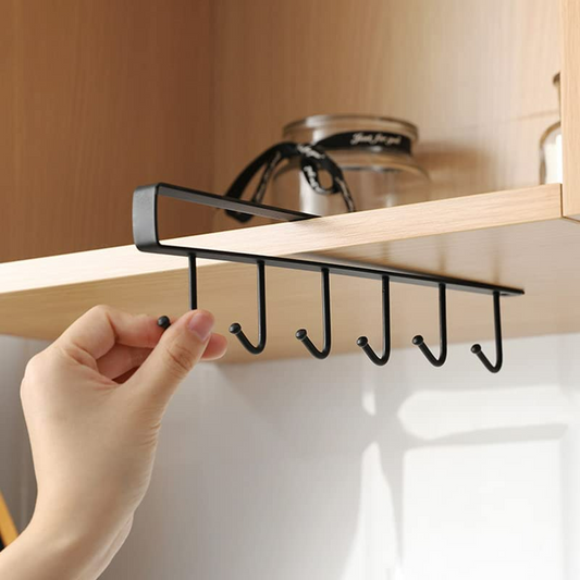 Convenient Clip Hook Iron 6 Hook Storage Rack Cabinet Metal Frame