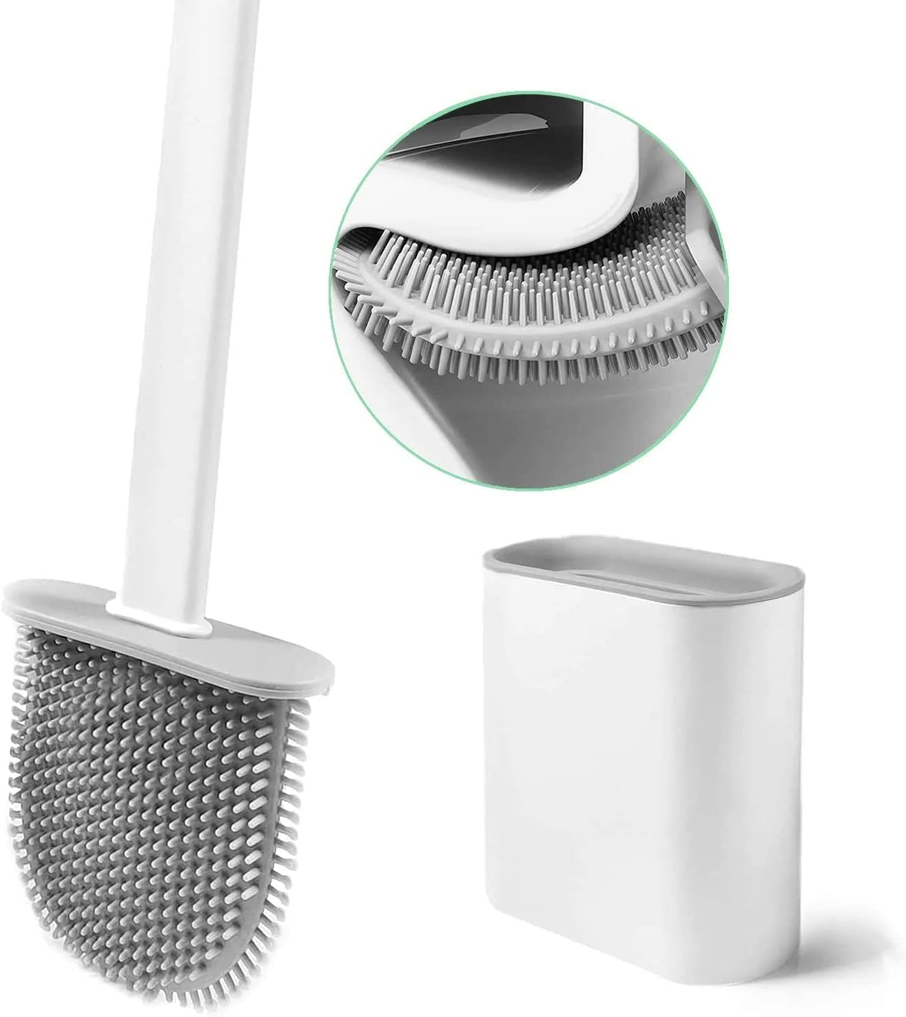 Silicone Toilet Brush Set - Bendable Deep Cleaning Feature