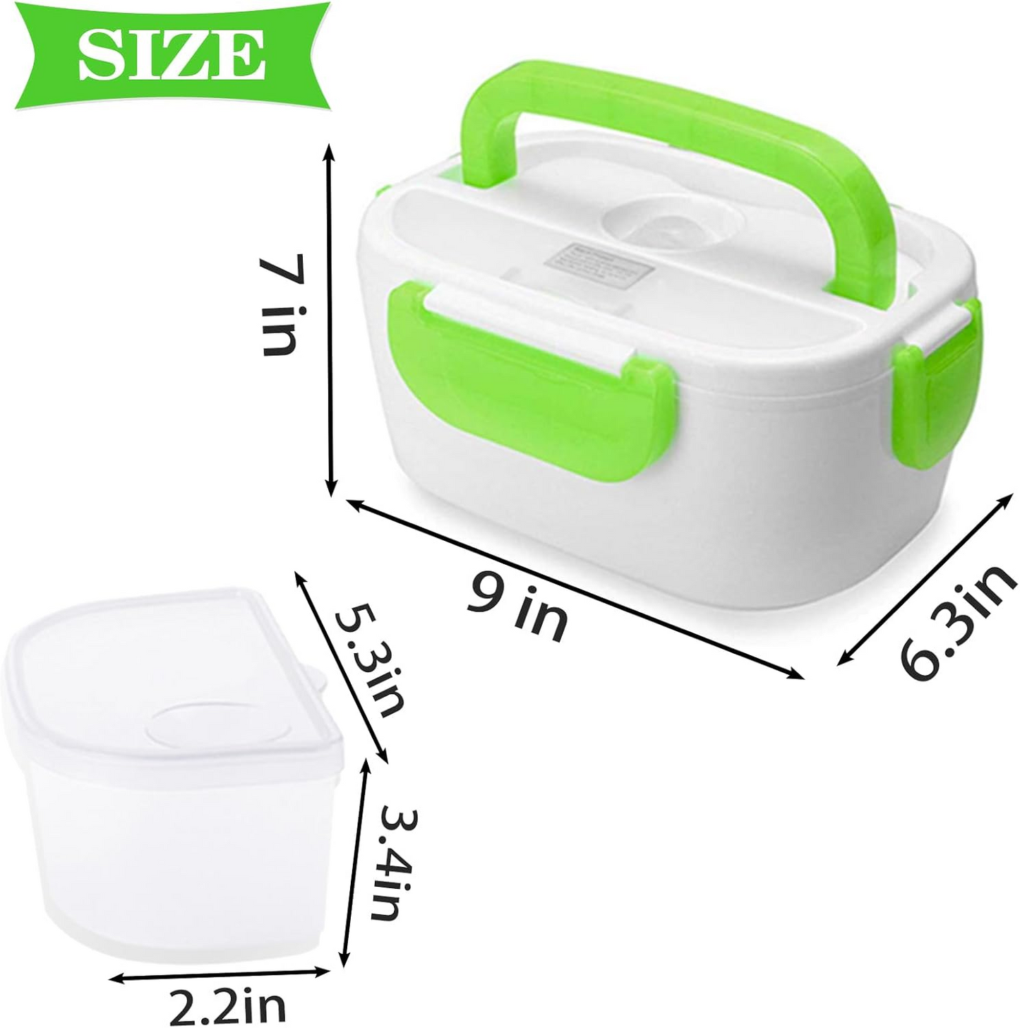Electric Lunch Box – Portable Food Warmer for Work & Travel - Green