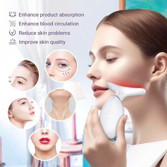 3 in 1 Vibration Face & Neck Massager – Triple-Action Anti-Wrinkle Device for Skin Tightening, Lifting & Smoothing