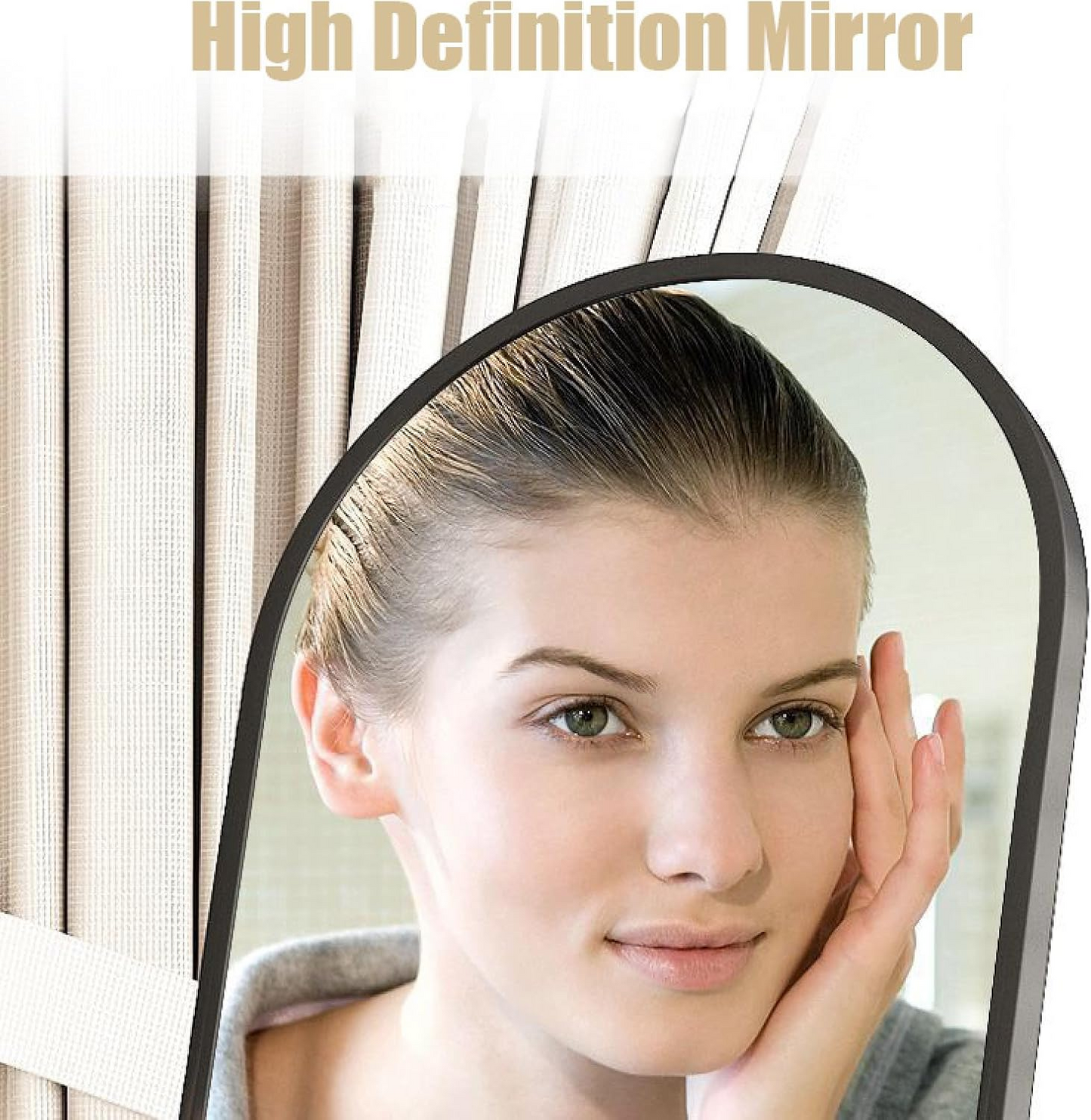 Arched Floor Mirror with Stand – Gold Full Body Dressing Mirror, Leaning or Hanging Wall Mirror