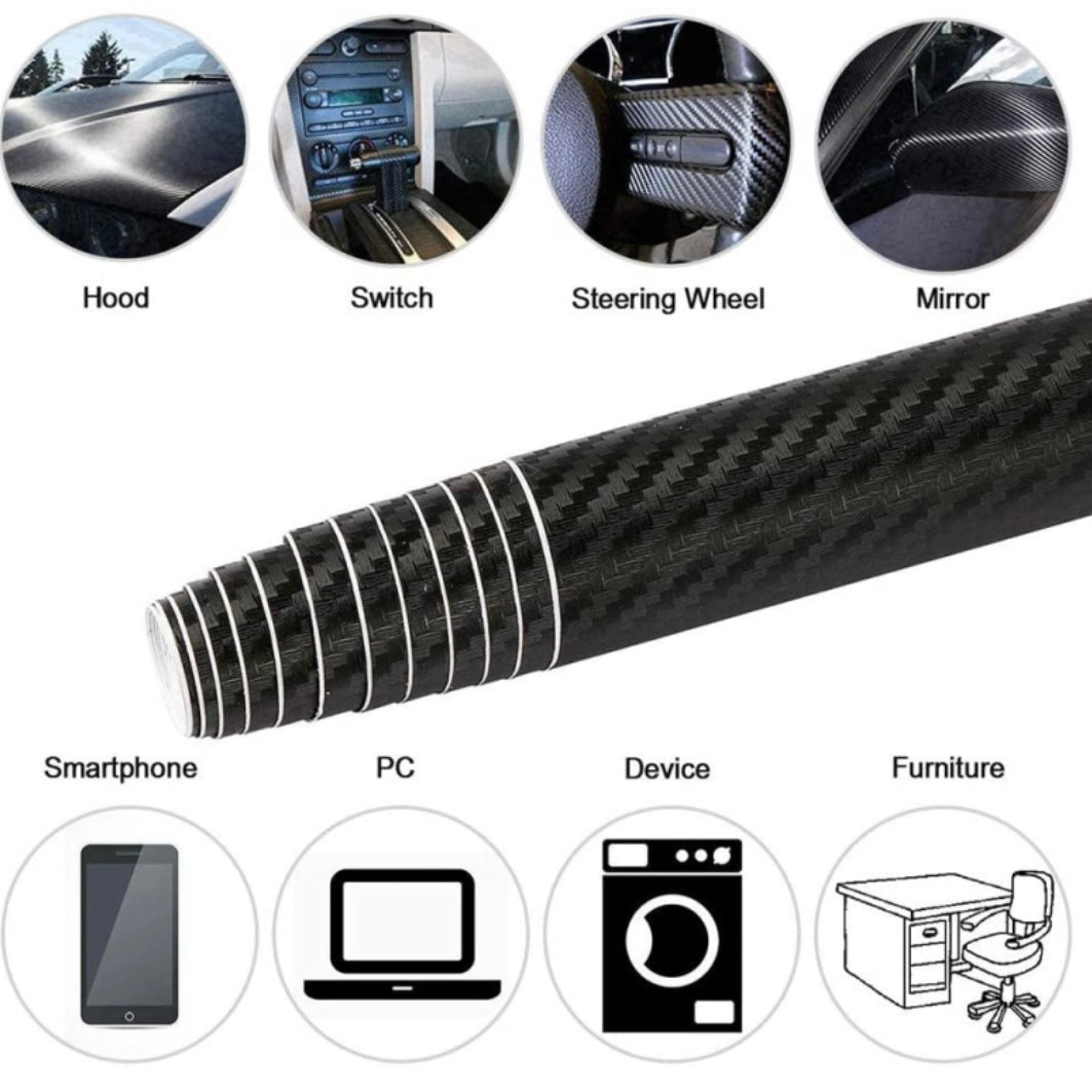 3D Carbon Fiber Car Sticker Waterproof Car Loading Edge - Door Sill - Paint Protection Film (L203 x W50)cm