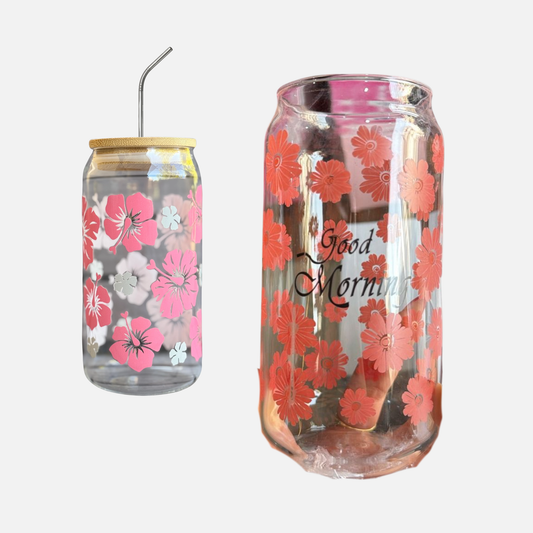 16 oz glass cup comes with bamboo lid and reusable glass straw