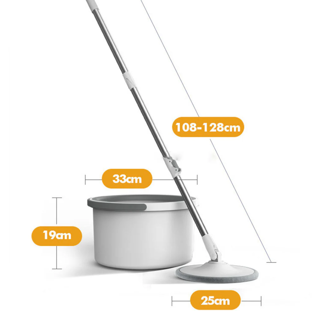 Circle Round Microfiber Floor Mop and Bucket Set – 180° Rotating Mop Head with Round Bucket & Adjustable Handle