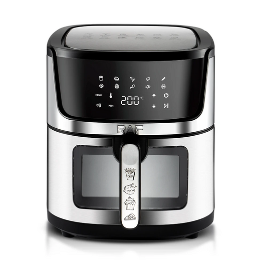 RAF Digital Air Fryer 9L – 1950W Power, 360° Hot Air Circulation, Touchscreen | Oil-Free Healthy Cooking, Stainless Steel R5395