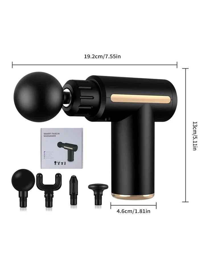 Rechargeable Mini Muscle Massage Gun With 6 Gears And 4 Massage Heads