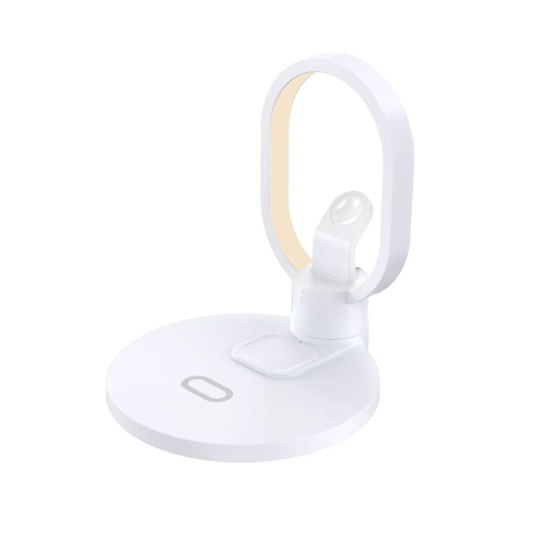 4 in 1 Night Light Wireless Charger for Apple Watch Airpods 15W Fast Charging Station White