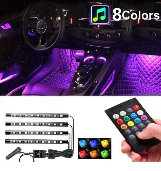 Car Rgb 4 Pcs Waterproof Led Light Strip Remote Or Bluetooth Control