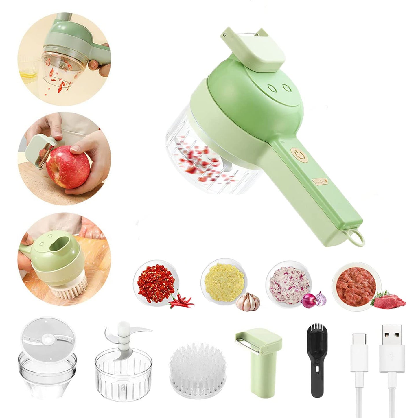 4 in 1 Handheld Electric Vegetable Cutter Food Chopper