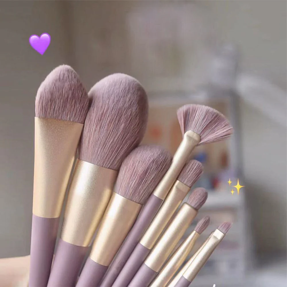 Cute Makeup Brushes Set Purple 9Pcs Soft Brushes Beauty Tool