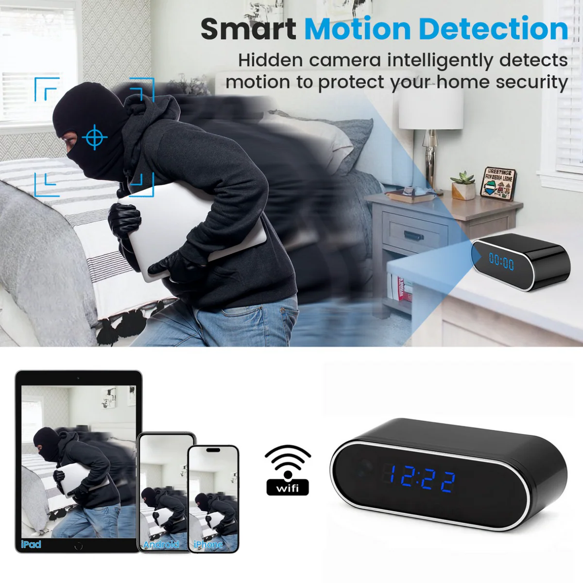 Spy Wifi Clock Hidden Camera