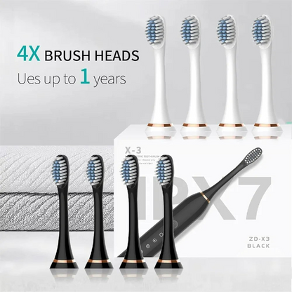 Sonic Electric Toothbrush, USB Rechargeable with 4 Brush Heads & 6 Modes | IPX7 Waterproof for Adults and Kids