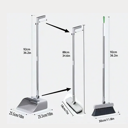 4 in 1 Broom and Dustpan Set – Multifunctional Floor Brush for Bathroom & Household Cleaning | Folding Mop & Housekeeping Supplies