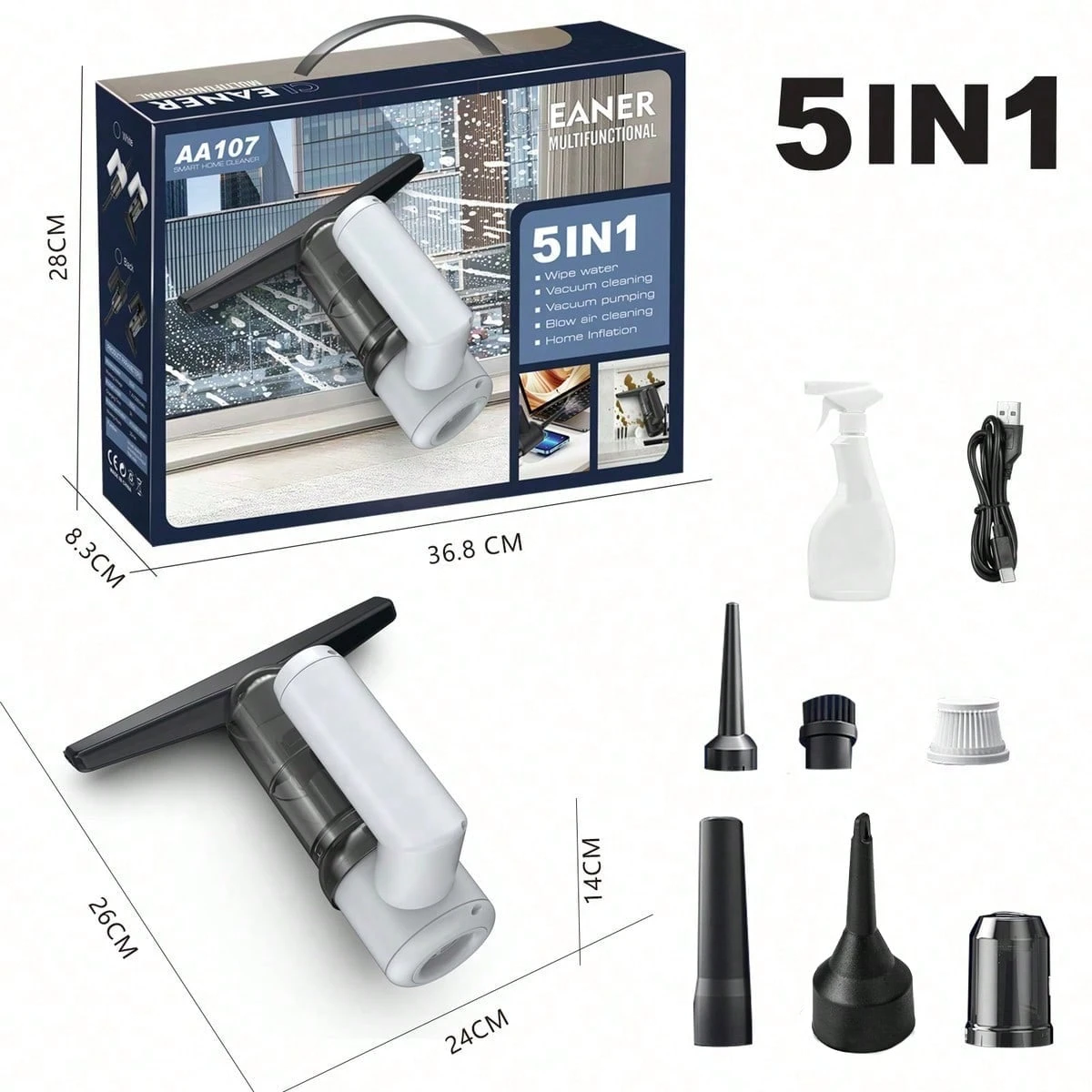 5 in 1 Cordless Window Vacuum Cleaner Set 2000mAh