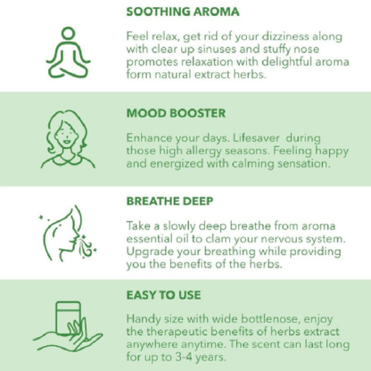 Natural Herb thai Inhaler Stick Refreshing Aromatherapy for Sinus Relief and Mental Clarity