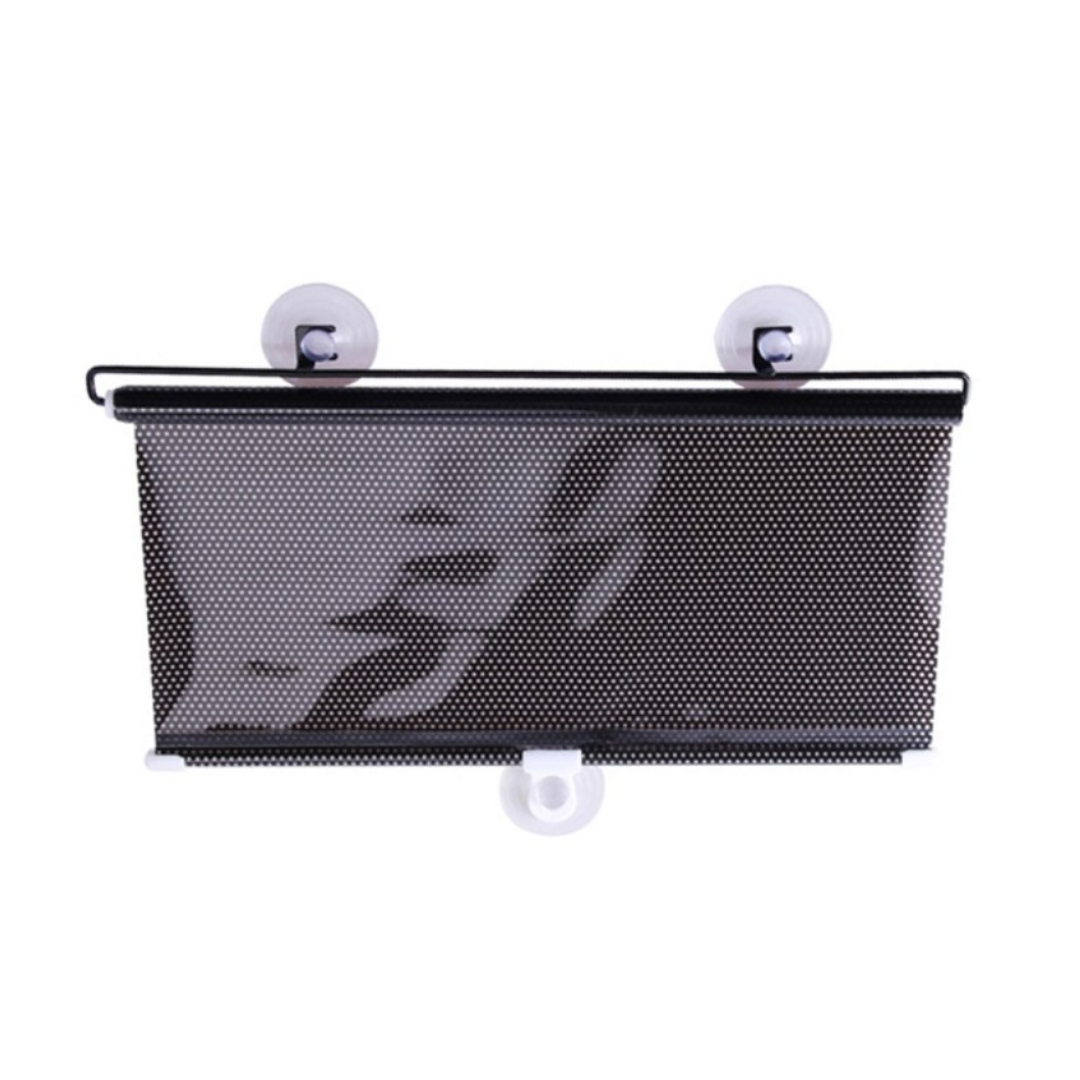Retractable Car Front Window Sunshade PVC Auto Window Anti-UV Protection Sun Visor- 125x68 cm - Black