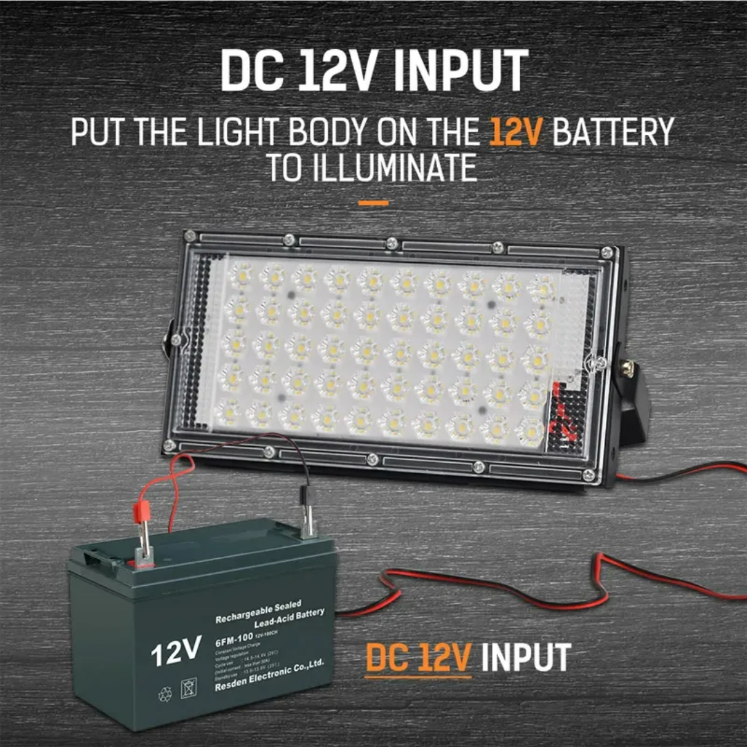 50W 50-SMD LED Flood Light with 120° Adjustable Angle, Waterproof Compact Size Outdoor Flood Light (L21 x W2.5 x H10.5)cm - White Light