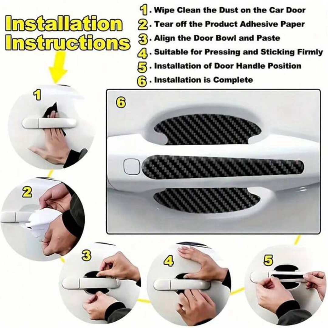 8PCS/SET Carbon Fiber Car Door Handle Protector Cover Inner Bowl Anti Scratch Sticker