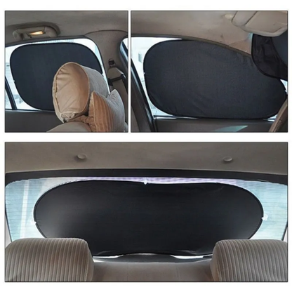 6Pcs Car Windshield Sun Shade Set Silver Coated Cloth Car Windshield Cover Front Rear Window Visor BY-342 - Silver