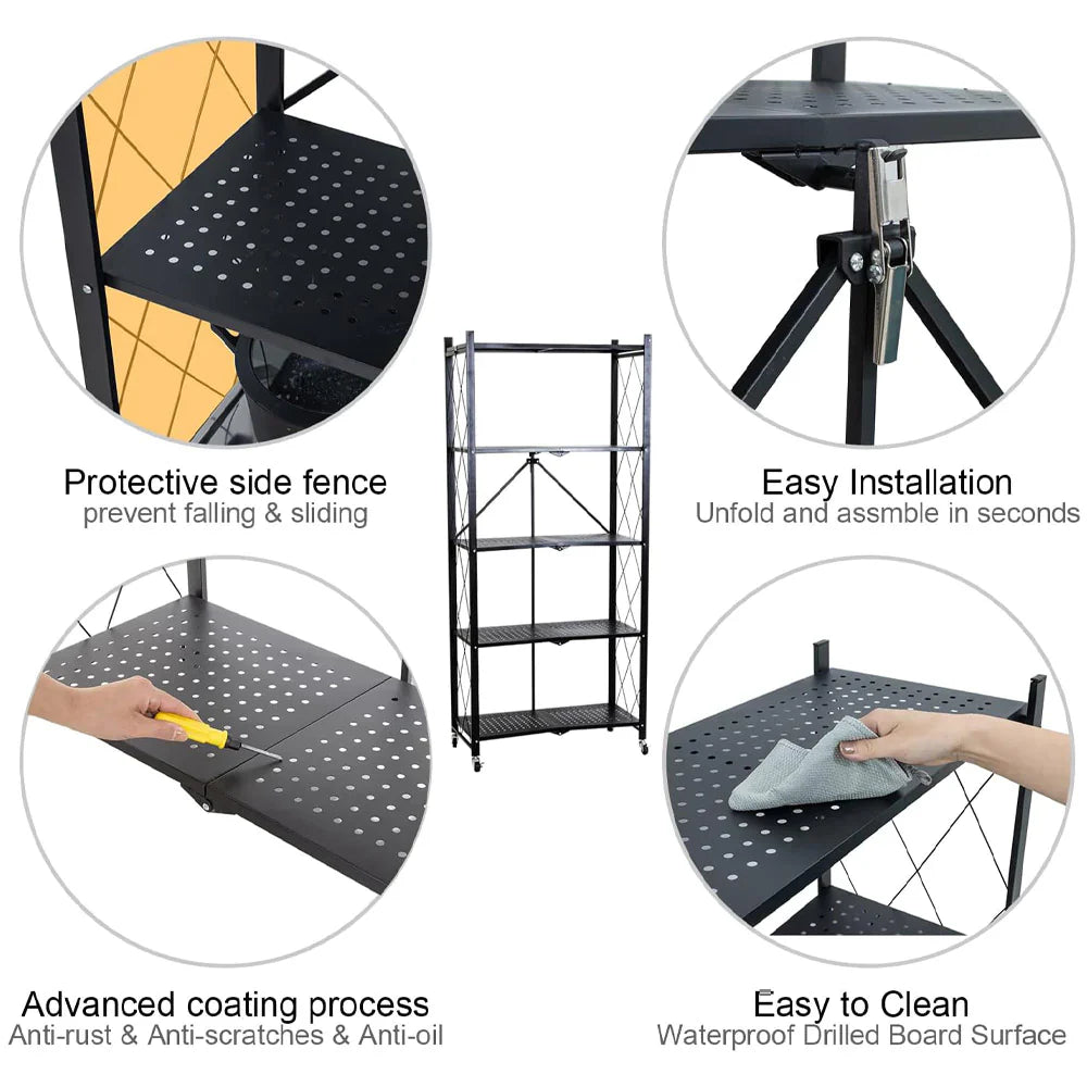 Tier Storage Shelves Foldable Storage Shelf Rack Storage Shelving On Wheels For Kitchen