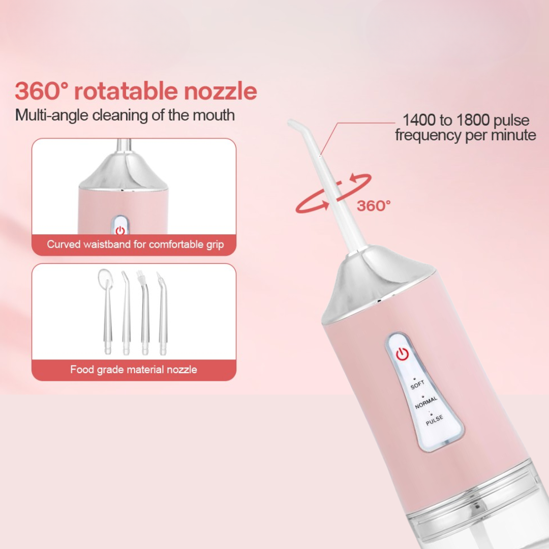 Professional Oral Irrigator for Teeth & Gums with 4 Jet Tips, 3 Modes & 360° Rotation , Water Dental Flosser