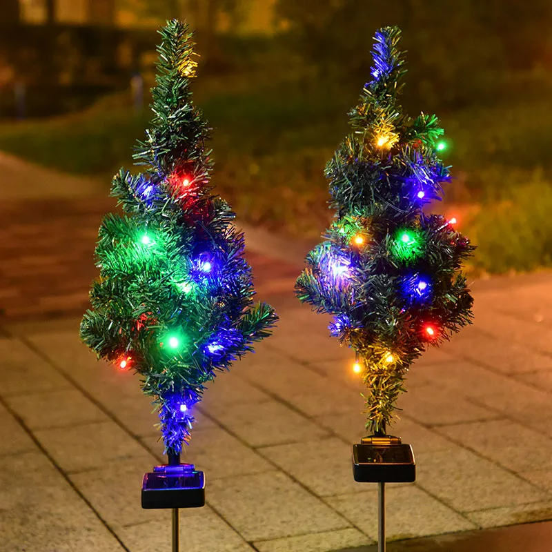 2 Pcs Solar Christmas Tree with Lighting Modes