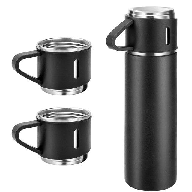 Thermos With Cups Double Wall Stainless Steel 500ml Vacuum Flask