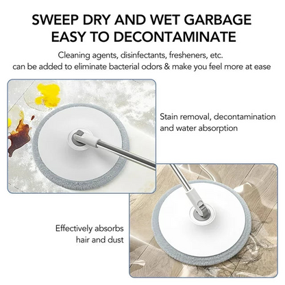 Circle Round Microfiber Floor Mop and Bucket Set – 180° Rotating Mop Head with Round Bucket & Adjustable Handle