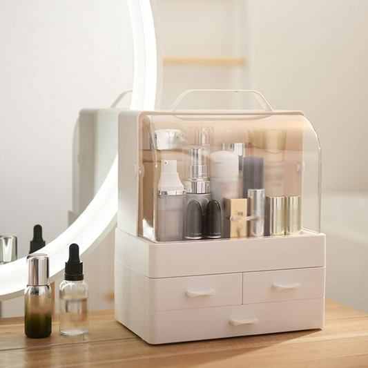 Makeup Organiser, Portable Skin Care Display Case with 3 Drawer