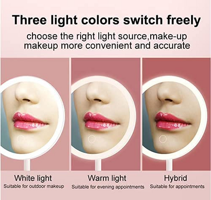 Portable Magnifying Makeup Mirror with Rechargeable LED Lights