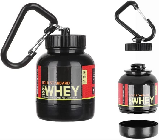 Protein Powder Container – Portable 30ml Supplement Dispenser with Keychain | Easy-to-Use for Gym, Fitness & Travel