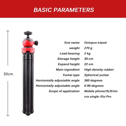 Flexible Octopus Tripod for Phone & Camera – Mini Tripod Travel Stand with Phone Clip Mount