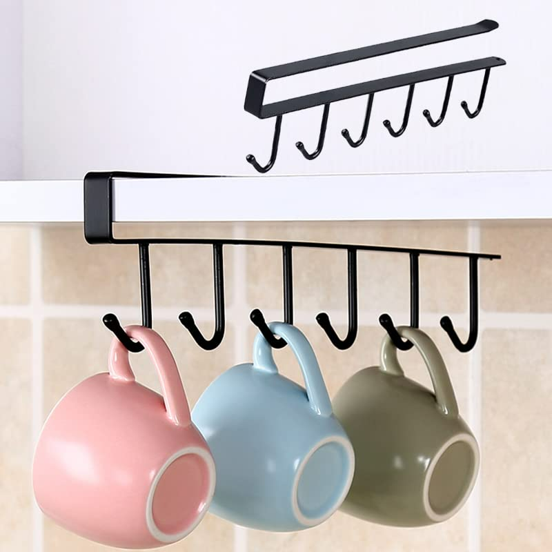 Convenient Clip Hook Iron 6 Hook Storage Rack Cabinet Metal Frame