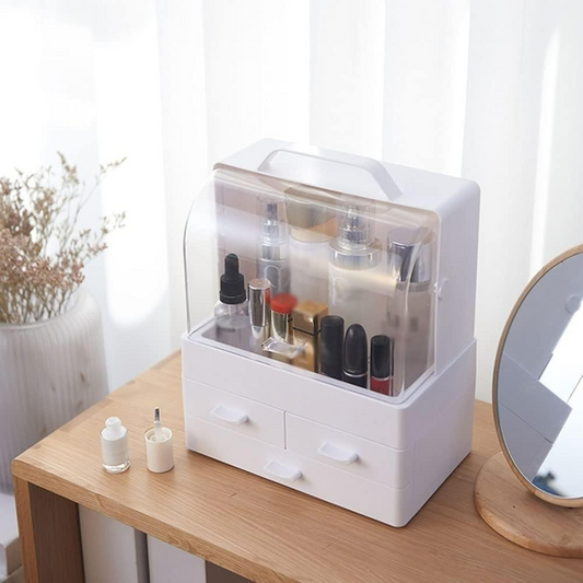 Makeup Organiser, Portable Skin Care Display Case with 3 Drawer
