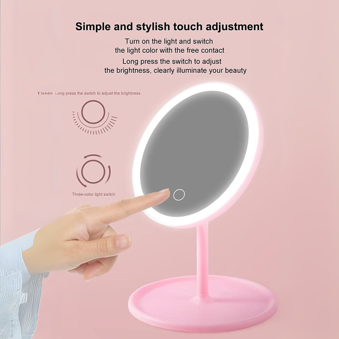Portable Magnifying Makeup Mirror with Rechargeable LED Lights