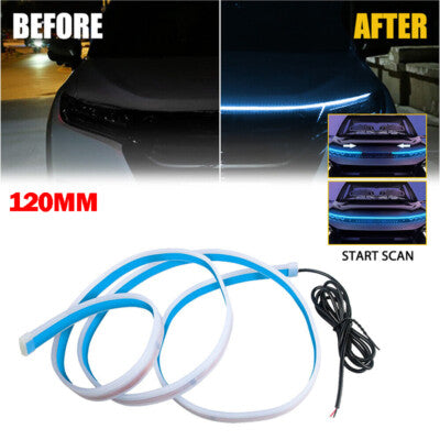 Car Hood Light Strip, Flexible Exterior Car LED Strip Lights Waterproof (Crystal Blue)