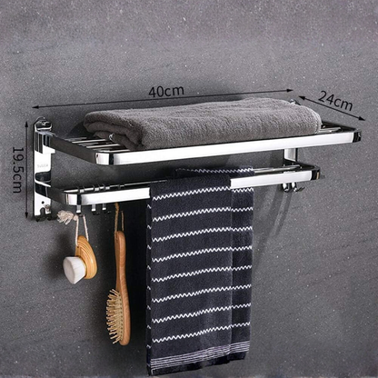Bathroom Storage Shelf Multi Towel Rack - Black Color