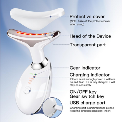 3 in 1 Vibration Face & Neck Massager – Triple-Action Anti-Wrinkle Device for Skin Tightening, Lifting & Smoothing