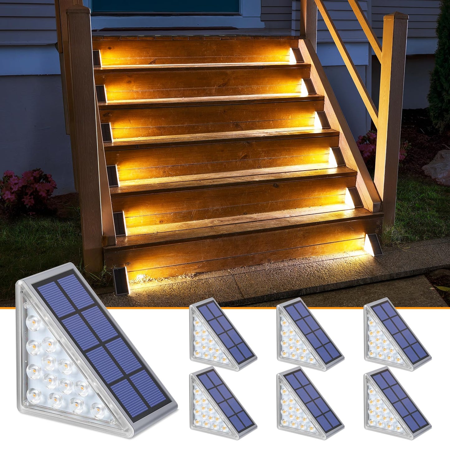 2 Led Triangle Solar Step Light Outdoor Waterproof IP67 Solar