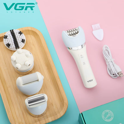 VGR V703 5-in-1 Women’s Grooming Kit – Shaver, Trimmer, Facial & Body Massager | Waterproof