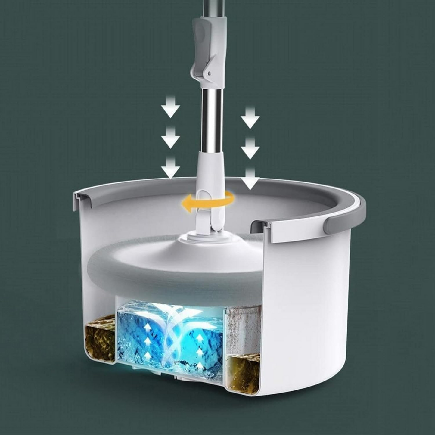 Circle Round Microfiber Floor Mop and Bucket Set – 180° Rotating Mop Head with Round Bucket & Adjustable Handle