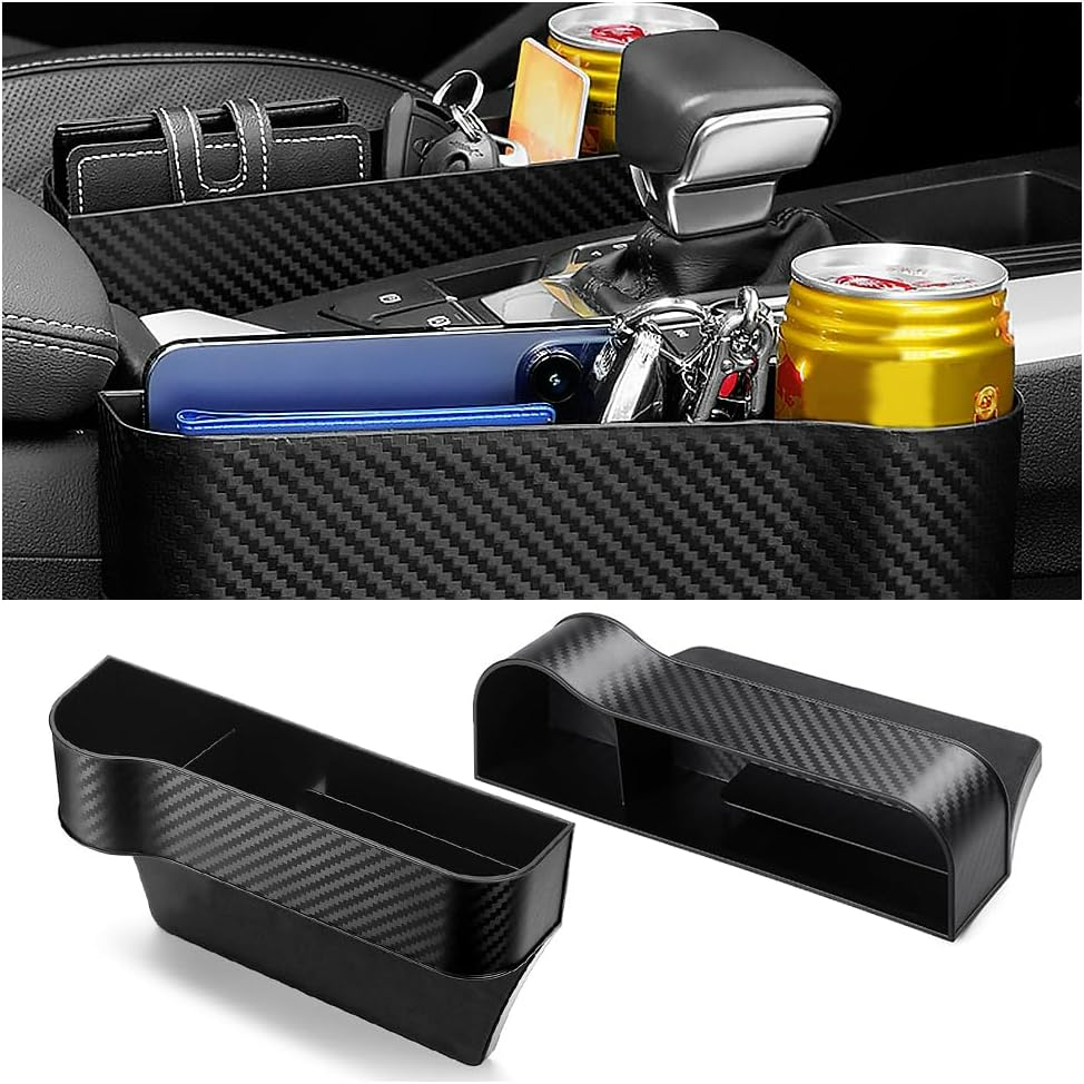 Carbon Fiber Car Seat Organiser with Cup Holder