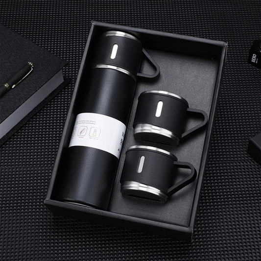 Thermos With Cups Double Wall Stainless Steel 500ml Vacuum Flask