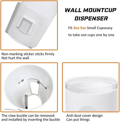 Cup Dispenser, Wall Mount Bathroom Cup Holder