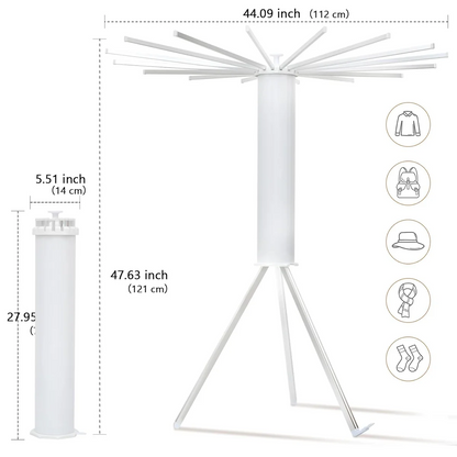 Folding Tripod Clothes Airer – Compact Drying Rack with 16 Rotating Arms, Aluminum, Indoor/Outdoor Use