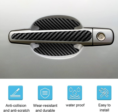 8PCS/SET Carbon Fiber Car Door Handle Protector Cover Inner Bowl Anti Scratch Sticker