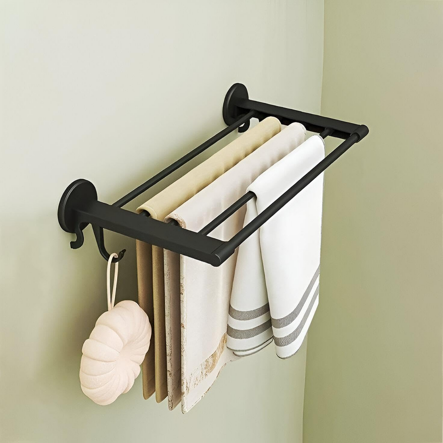 Wall Mounted Drying Rack, Metal Foldable Laundry Rack for Bathroom & Kitchen, Space-Saving Clothes Airer