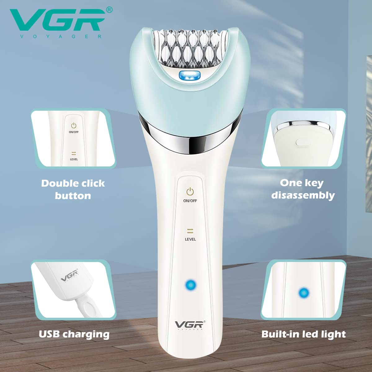 VGR V703 5-in-1 Women’s Grooming Kit – Shaver, Trimmer, Facial & Body Massager | Waterproof