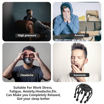 Portable Black Electric Head Massager – Hands-Free Stress, Headache & Pain Relief